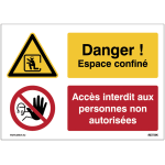 Panneau duo - espace confin� - acc�s interdit