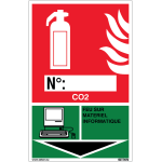Panneaux d'identification extincteurs - co2, feu sur mat�riel informatique