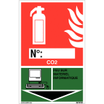 Panneaux d'identification extincteurs - co2, feu sur matriel informatique