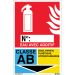 Panneaux d'identification extincteurs - eau avec additif, classe ab