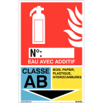 Panneaux d'identification extincteurs - eau avec additif, classe ab