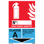 Panneaux d'identification extincteurs - eau sans additif, classe a