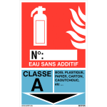 Panneaux d'identification extincteurs - eau sans additif, classe a