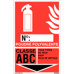 Panneaux d'identification extincteurs - poudre polyvalente, classe abc