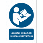 Panneaux iso 7010 a3 / a4 / a5 consulter le manuel / la notice d'instructions - m002