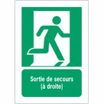 Panneaux iso 7010 a3 / a4 / a5 sortie de secours ( droite) - e002
