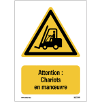 Autocollant lavable toughwash� iso 7010 - attention : chariots en man?uvre - w014