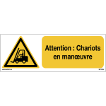 Autocollant lavable toughwash� iso 7010 - attention : chariots en man?uvre - w014