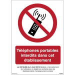 Panneau iso 7010 - t�l�phones portables interdits dans cet �tablissement - p013