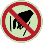 Autocollants photoluminescents iso 7010  ne pas mettre les mains  - p015