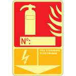 Panneau photoluminescent � compl�ter  extincteur d'incendie - feu d'origine �lectrique