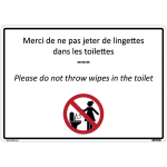 Panneaux wc - merci de ne pas jeter vos lingettes dans les toilettes - homme ou femme