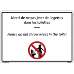 Panneaux wc - merci de ne pas jeter vos lingettes dans les toilettes - homme ou femme