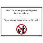 Panneaux wc - merci de ne pas jeter vos lingettes dans les toilettes - homme ou femme