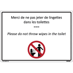 Panneaux wc - merci de ne pas jeter vos lingettes dans les toilettes - homme ou femme