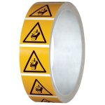 Pictogramme iso 7010 en rouleau danger ecrasement de la main dans l'outil d'une presse plieuse - w030 ...