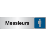 Plaque en plexiglas avec texte et symbole pour toilettes  messieurs
