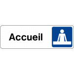 Plaque de porte  accueil  avec texte et pictogramme