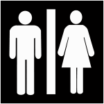 Plaques signal�tiques color�es adh�sives  toilettes homme et femme