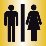 Plaques signal�tiques color�es adh�sives  toilettes homme et femme