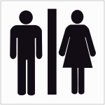 Plaques signal�tiques color�es adh�sives  toilettes homme et femme