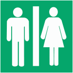 Plaques signal�tiques color�es adh�sives  toilettes homme et femme