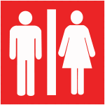 Plaques signal�tiques color�es adh�sives  toilettes homme et femme