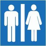 Plaques signal�tiques color�es adh�sives  toilettes homme et femme