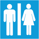 Plaques signal�tiques color�es adh�sives  toilettes homme et femme