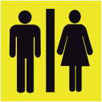 Plaques signal�tiques color�es adh�sives  toilettes homme et femme