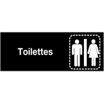 Plaques signaltiques colores adhsives  toilettes homme et femme  avec texte