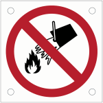 Plaque de signalisation pour machine iso 7010  interdiction d'�teindre avec de l'eau