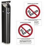 Prix sp�cial - kit 1 cendrier tube et 2 autocollants  interdiction de fumer