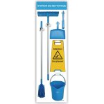 Station de nettoyage shadowboard avec seau, balai � frange, balai, balise, pelle � poussi�re et balayette ...