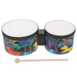 1 ensemble de tambours bongo imprimés de dessins animés, instruments de percussion avec baguettes 1 ensemble de tambours bongo imprimés de dessins animés, instruments de percussion avec baguettes
