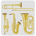 1 pochoir pour instrument a vent 30 x 30 cm, réutilisable, pour saxophone, trompette, tuba, trombone, ... 1 pochoir pour instrument a vent 30 x 30 cm, réutilisable, pour saxophone, trompette, tuba, trombone, ...