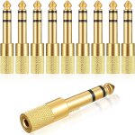 10 pices 3, 5mm femelle vers 6, 35mm stro mle prise jack, connecteurs adaptateurs 1 / 8'' a 1 / 4'' ...