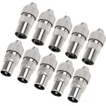10 pi�ces connecteur coaxiaux en m�tal pour antenne tv, connecteur d'antenne tv 5 m�le et 5 femelle, ...