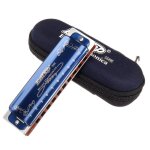 10 trous blues harmonica tone c couleur bleue pour d�butant, cl� d