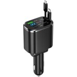 105w chargeur allume - cigare 5 - en - 1 avec cble usb - c rtractable3 ports (pd 30w + qc3. 0 + usb ...