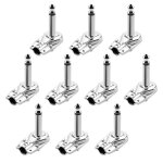 10pcs 90degree angle droit 6. 35 mm mono 2 p�les jack plug 6. 35mm guitare phono pancake 1 / 4 pouce ...