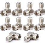 10pices angle droit f type coaxial adaptateur rg6, 90degrs satellite prise mle vers femelle, antenne ...