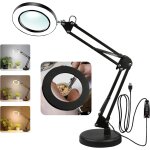 10x avec lampe loupe, 3 modes de couleurs et 10 niveaux de gradation, loupe eclairante pour lecture, ...