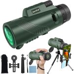 12 - 20x50 monoculaire puissant, longue vue monoculaires (noir et vert) avec trpied et support pour ...