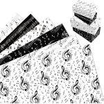 12 feuilles papier cadeau musique notes, papier emballage musique noir blanc anniversaire, remise de ...