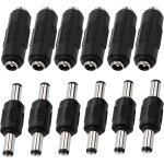 12 pices 5, 5 x 2, 1 mm dc alimentation coupleur, 2. 1x5. 5 mm dc adaptateur de prise mle  mle, dc ...
