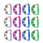 12 pices allumer led tambourin, tambourin clignotant musical glow tambourins percussions a main