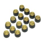 15 pcs guitare amp amplificateur push on fit boutons noir avec or en aluminium capuchon top s'adapte ...