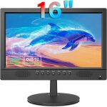 16 pouces tv numrique freeview, tuner dvb - t2, entre av, hdmi / vga, port usb, alimentation par la ...