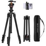  178 cm camera tripod for smartphone, lightweight aluminium tripod with phone stand, 8 kg max load, ...